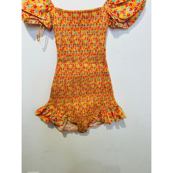 NWT CAROLINE CONSTAS Women's Yellow Ditsy Floral Ginny Romper Size XS - Picture 6 of 11